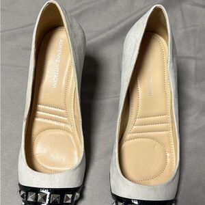 Adrienne Vittadini Cream Heels with Black Studs